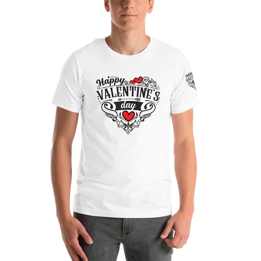 Happy Valentine’s Day Vintage Heart Print T-Shirt