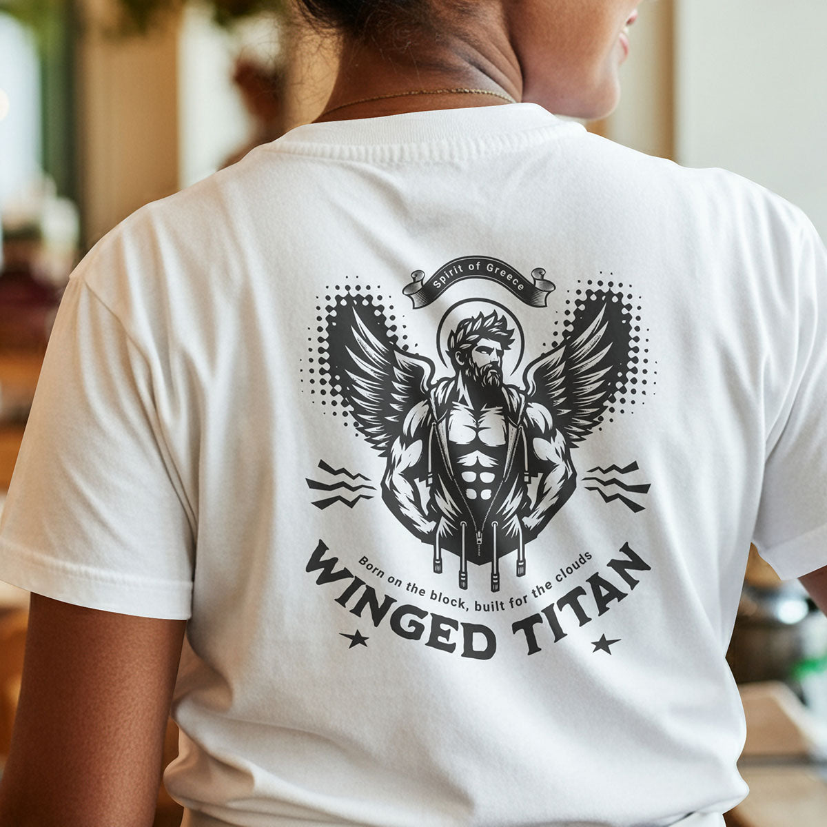 Tshirt Spirit of Greece Winged Titan Born for the Block, Build for the Clouds